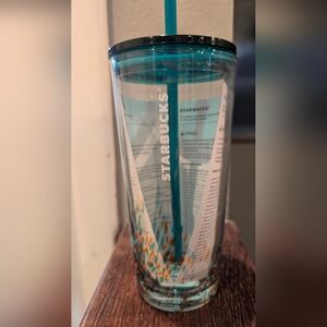 Starbucks Teal and Clear Tumbler with Black Lid